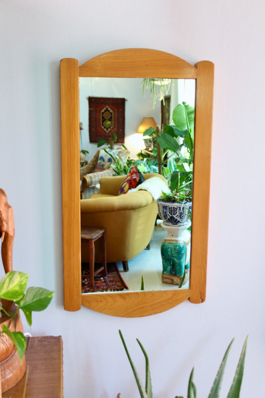 Vintage Scandinavian-Style Wood Wall Mirror