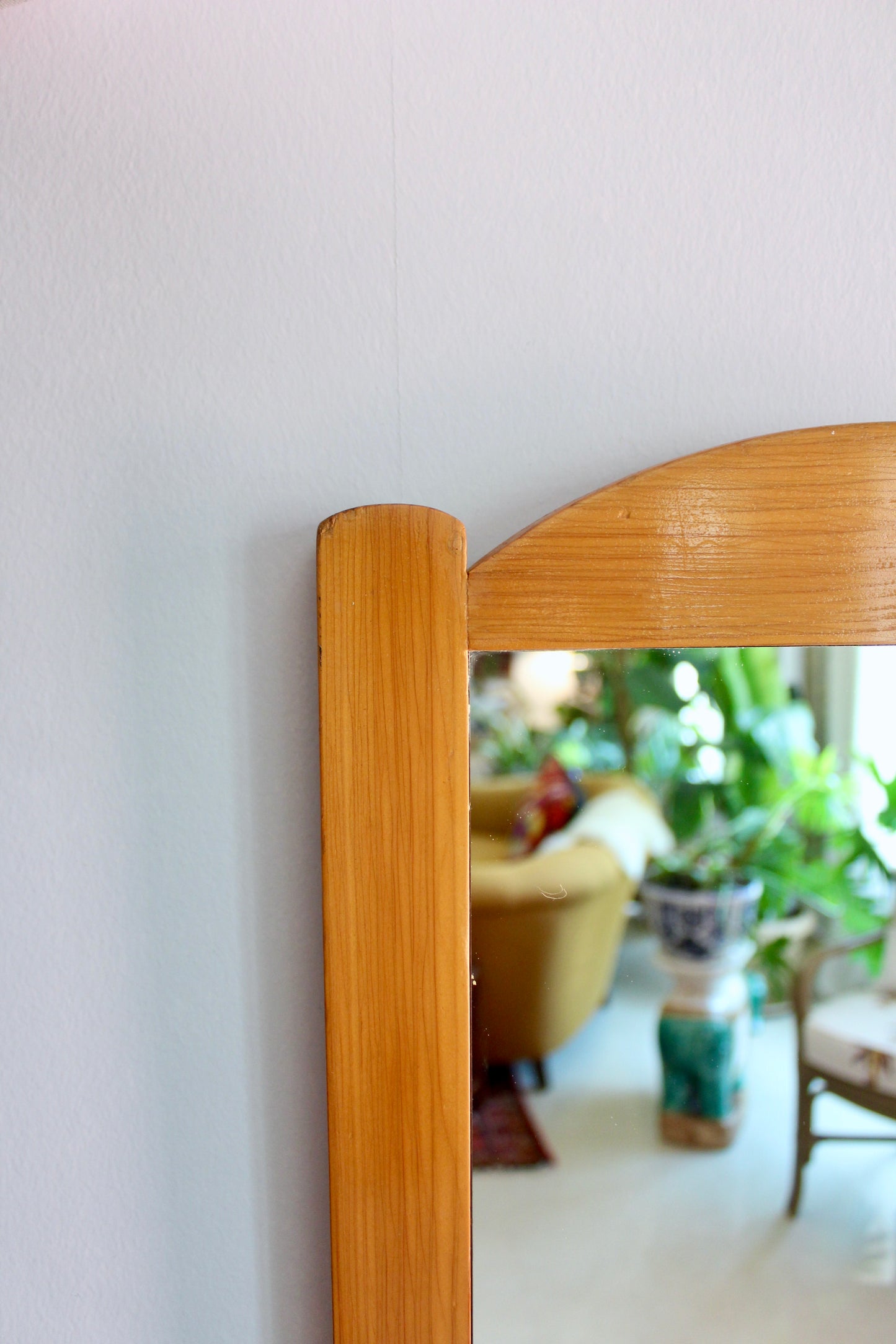 Vintage Scandinavian-Style Wood Wall Mirror