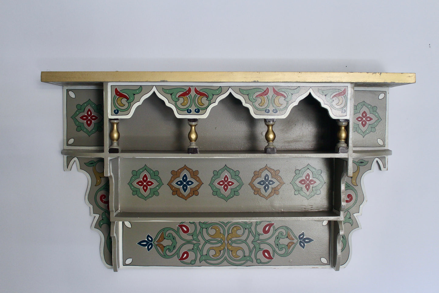 Set of Three Vintage Hand-Painted Moroccan Wall Shelves