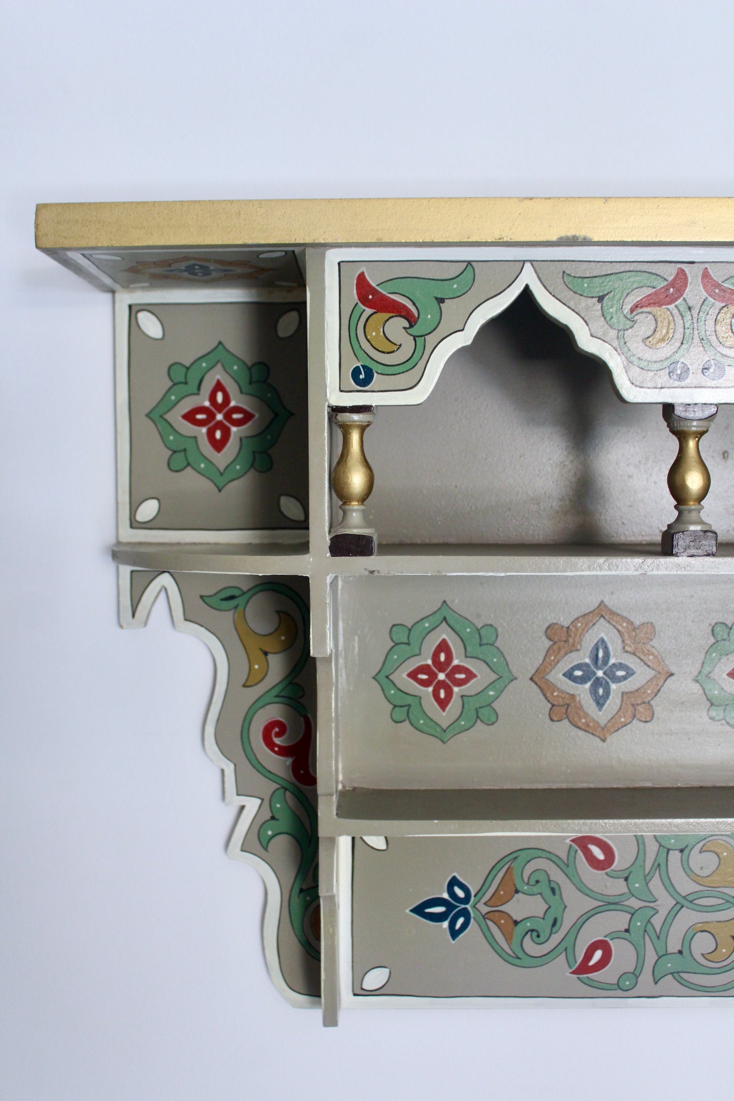 Set of Three Vintage Hand-Painted Moroccan Wall Shelves