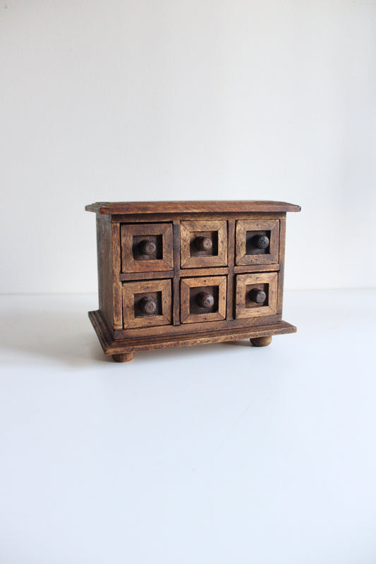 Vintage Indian-Style Six-Drawer Apothecary Chest