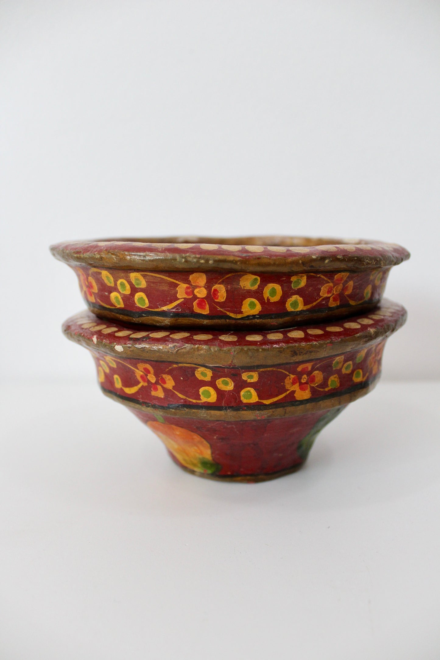 Vintage Indian Paper Mache Painted Bowls