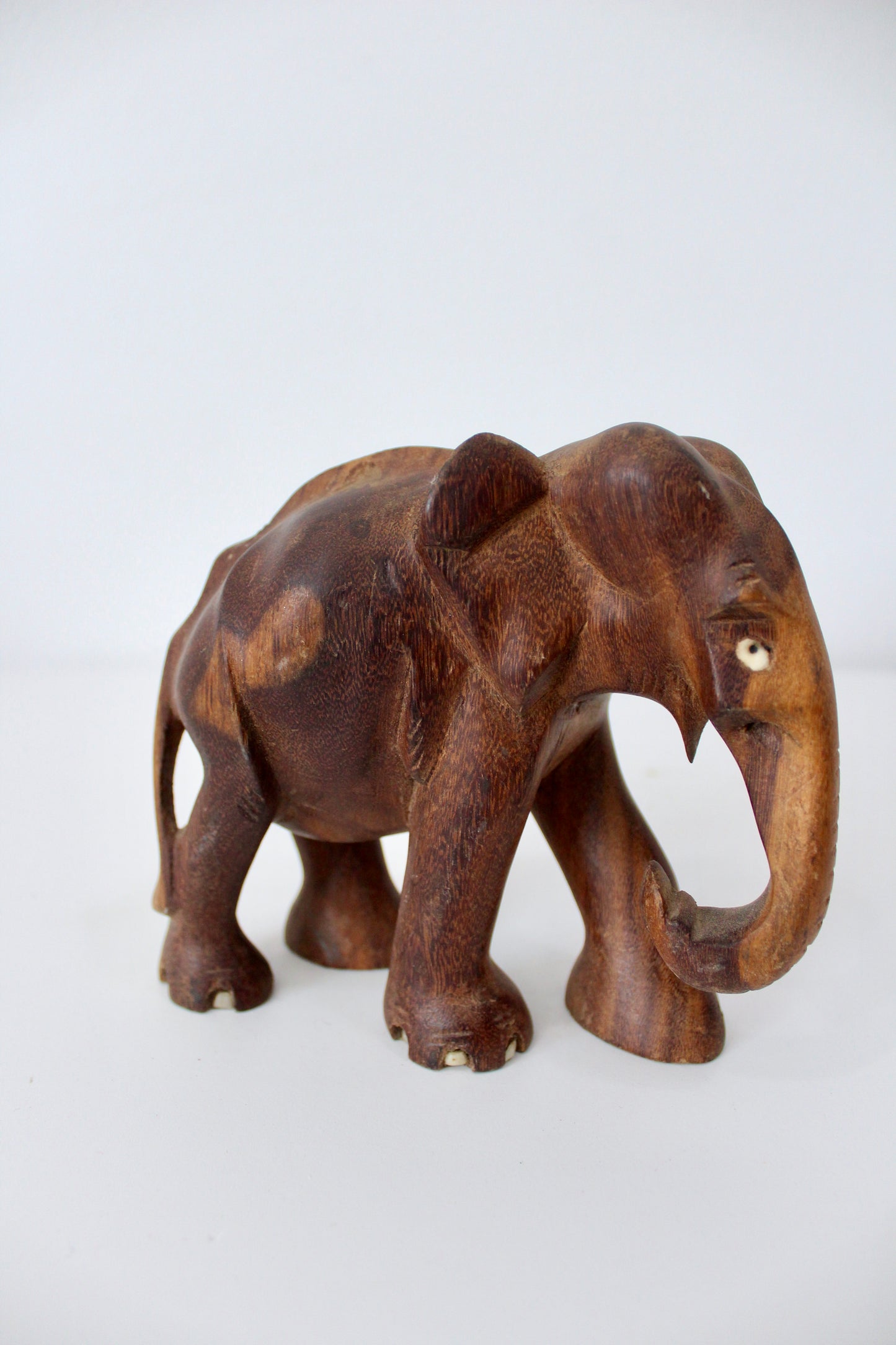 Vintage Pair of Indian Carved Wood Elephants