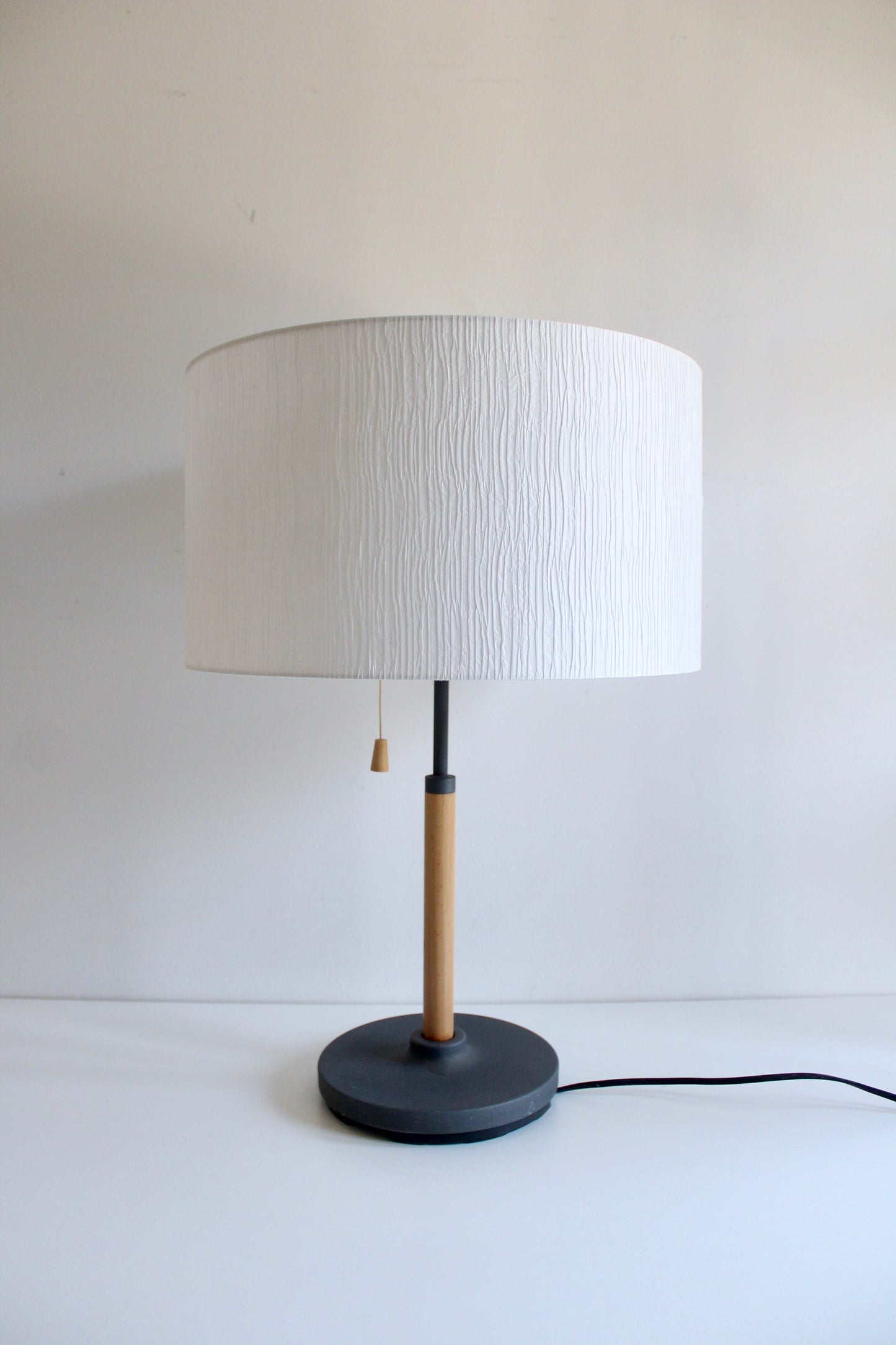 Vintage 1990s IKEA Postmodern Table Lamp – Beech Wood & Charcoal Metal