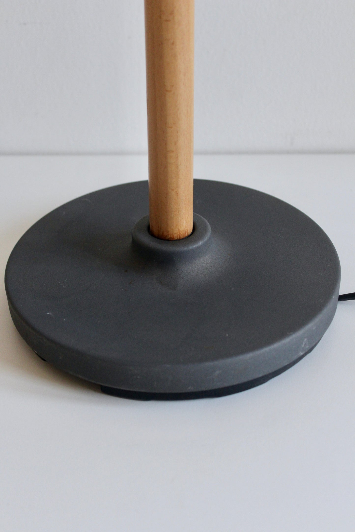 Vintage 1990s IKEA Postmodern Table Lamp – Beech Wood & Charcoal Metal