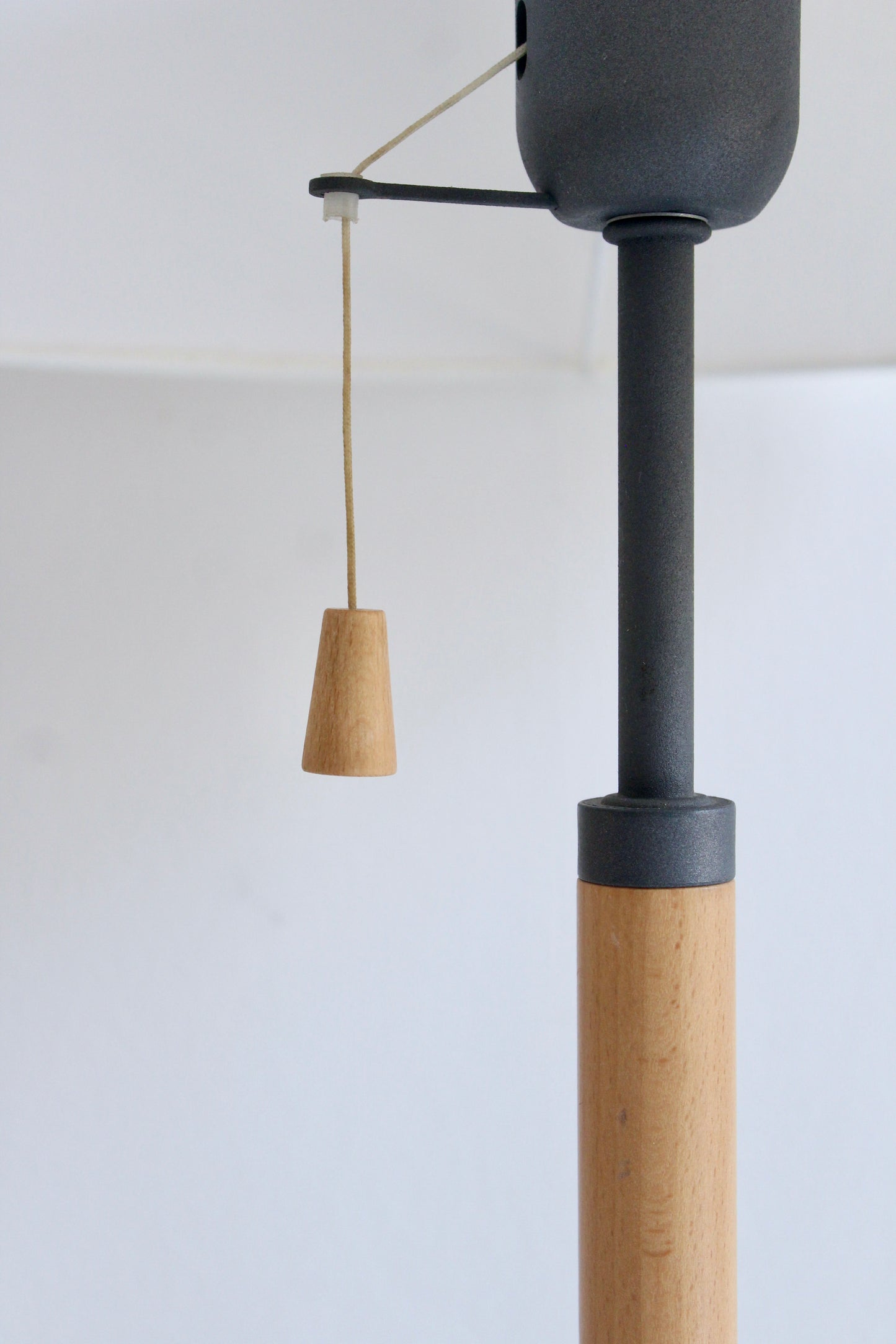 Vintage 1990s IKEA Postmodern Table Lamp – Beech Wood & Charcoal Metal
