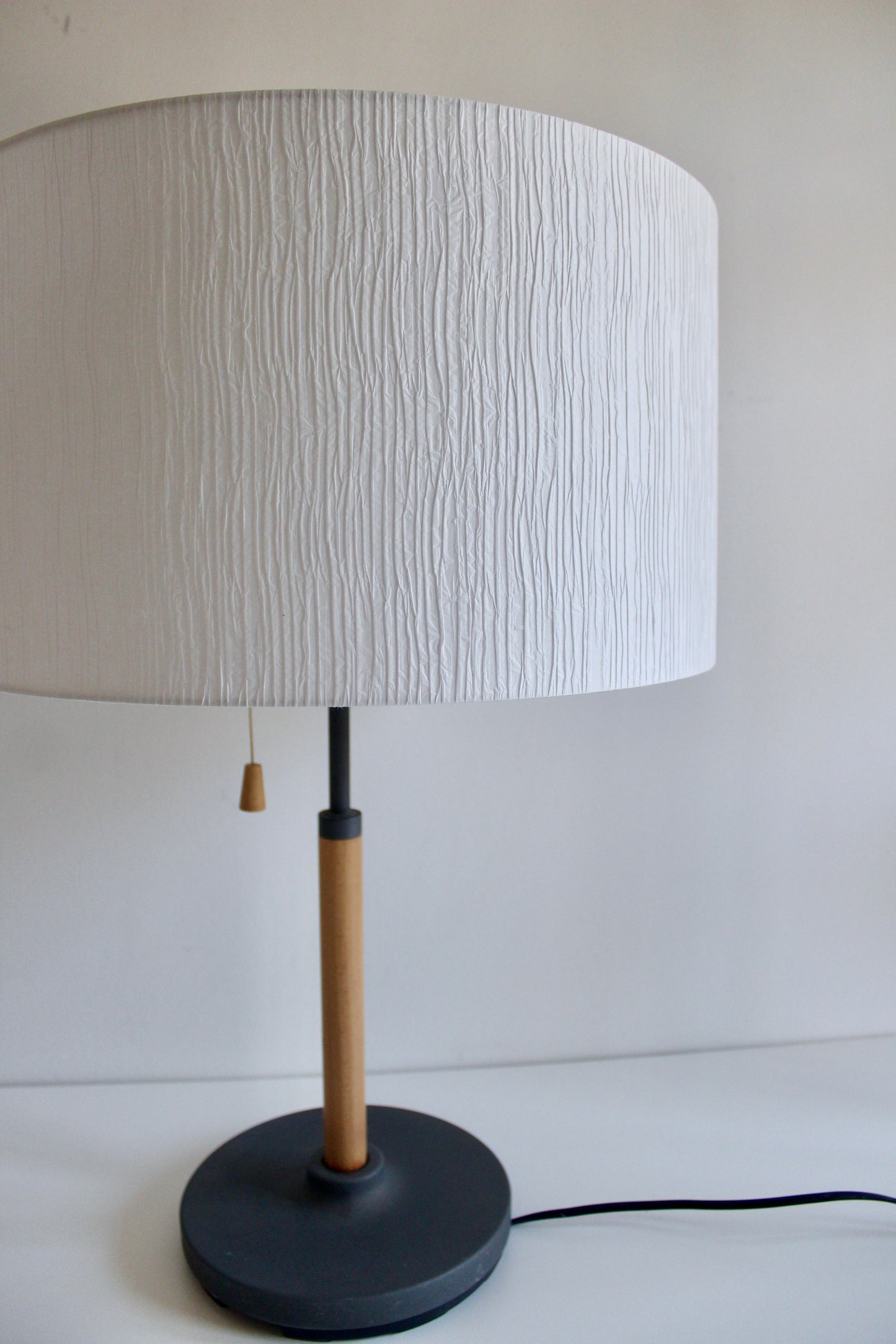 Vintage 1990s IKEA Postmodern Table Lamp – Beech Wood & Charcoal Metal