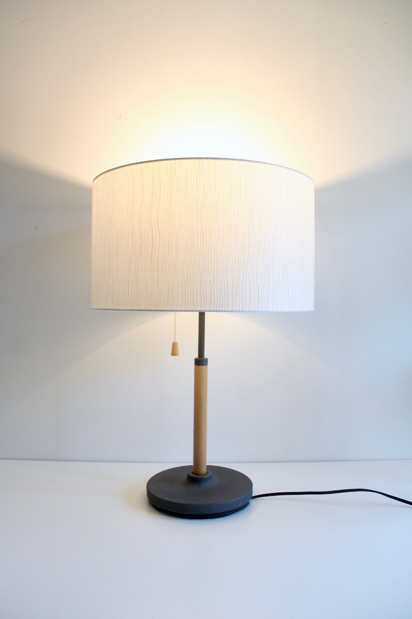 Vintage 1990s IKEA Postmodern Table Lamp – Beech Wood & Charcoal Metal