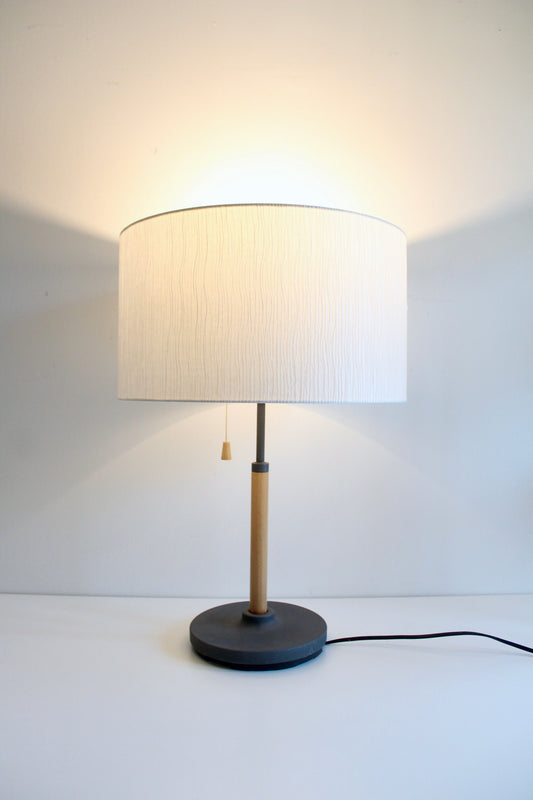 Vintage 1990s IKEA Postmodern Table Lamp – Beech Wood & Charcoal Metal