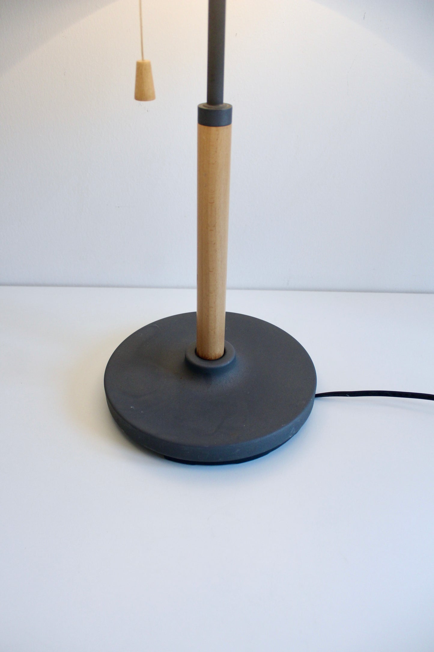 Vintage 1990s IKEA Postmodern Table Lamp – Beech Wood & Charcoal Metal
