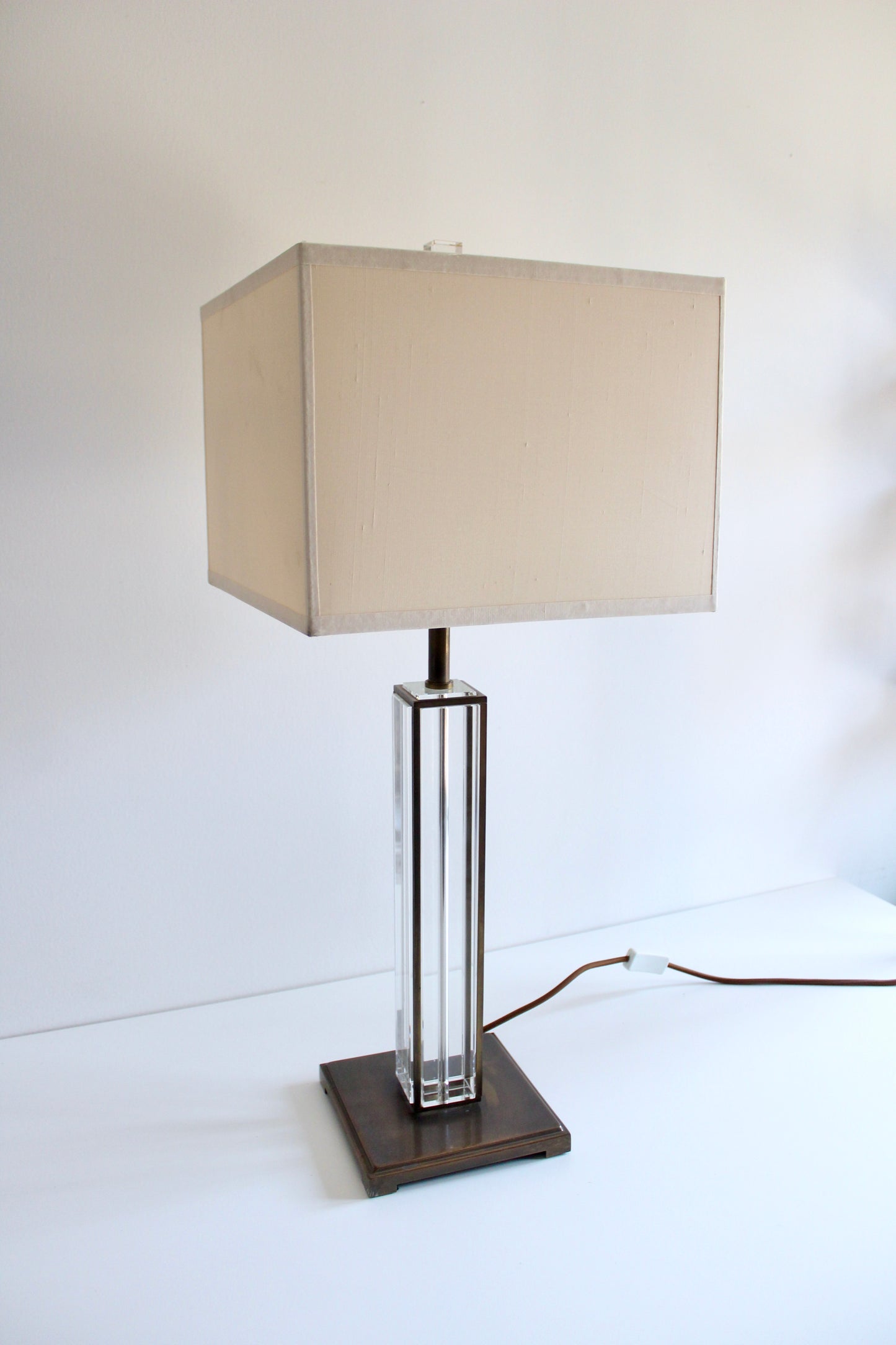 Pair of Vintage Brass & Glass Table Lamps – 80cm