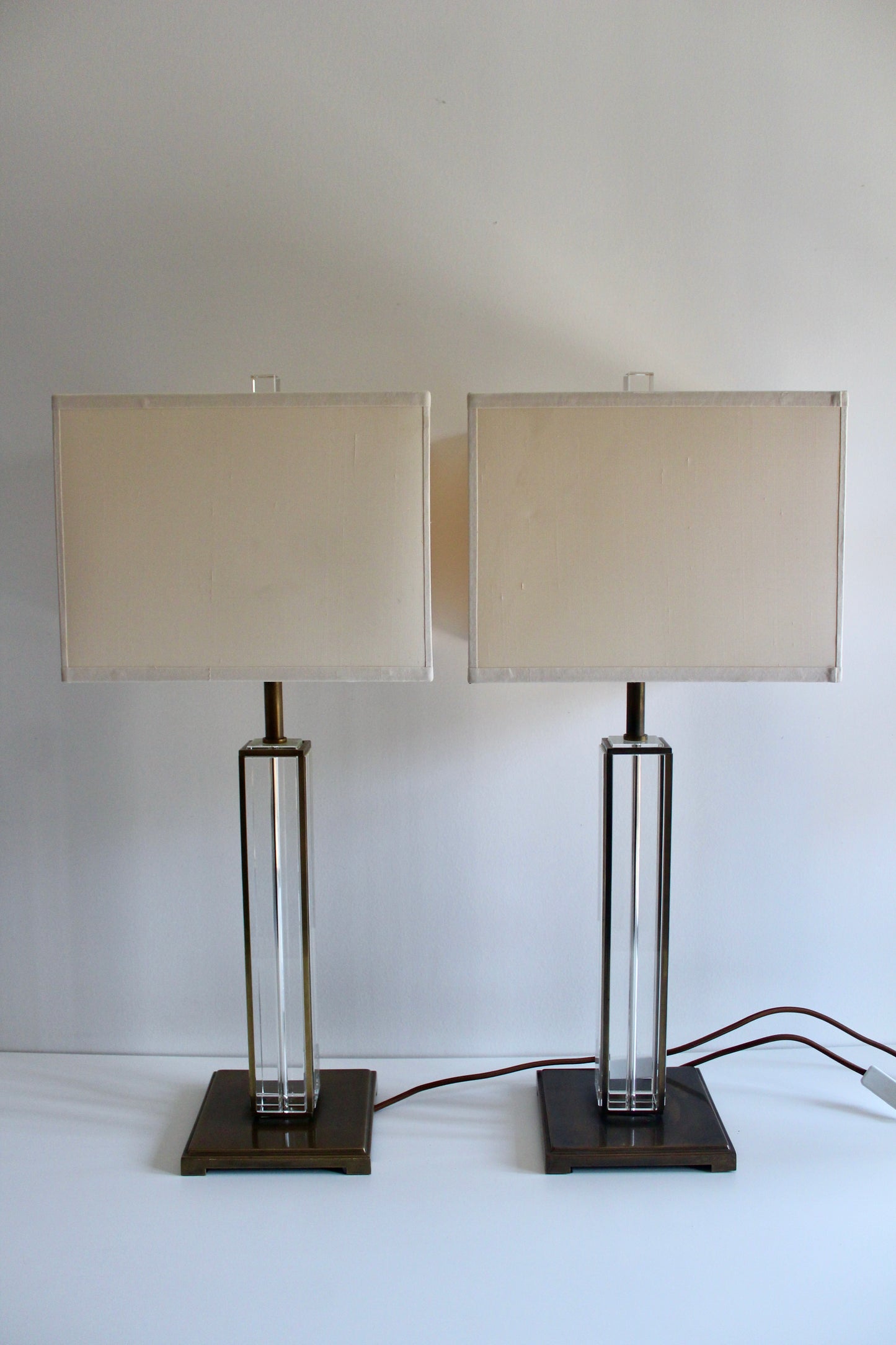 Pair of Vintage Brass & Glass Table Lamps – 80cm