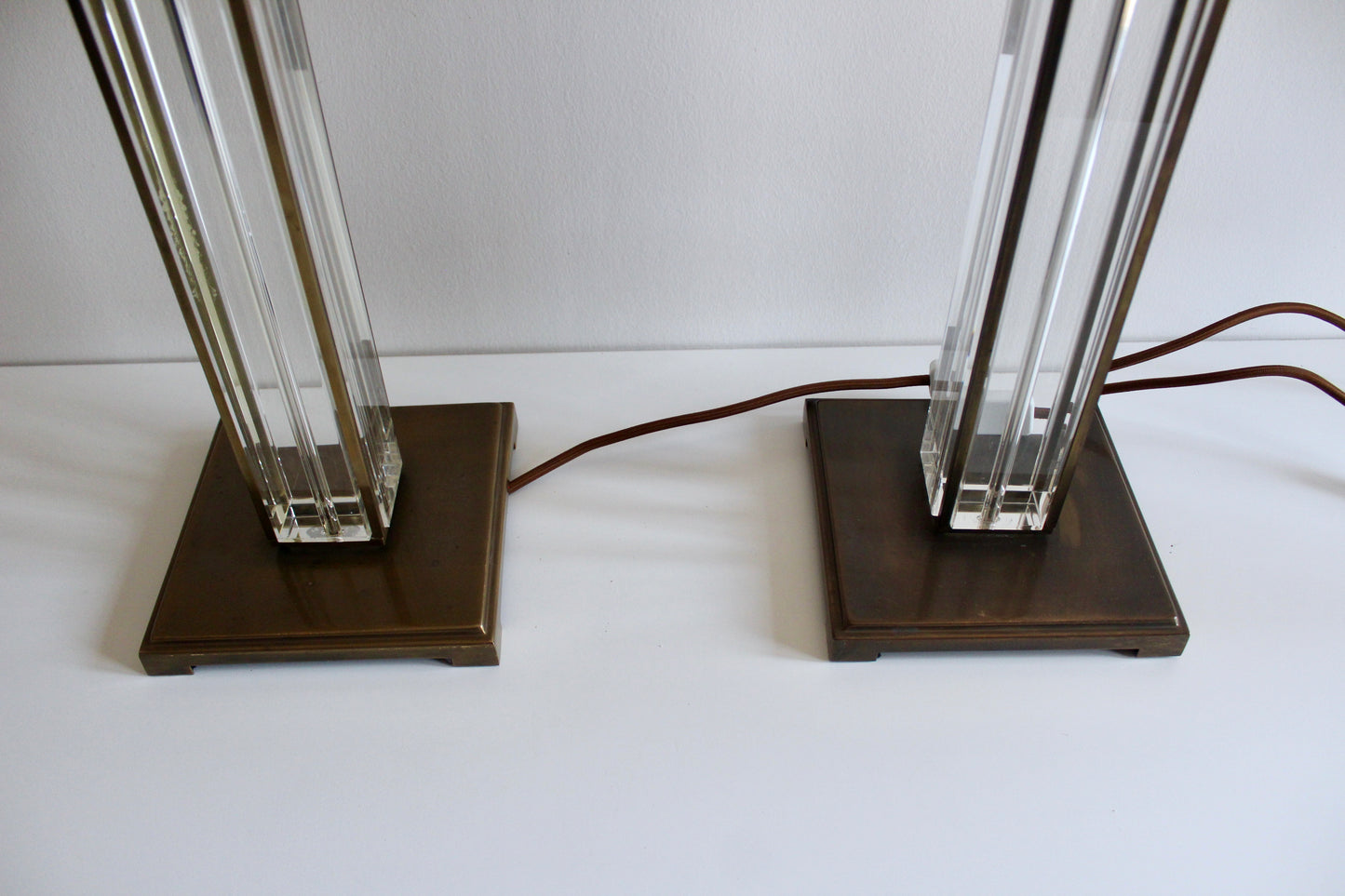 Pair of Vintage Brass & Glass Table Lamps – 80cm