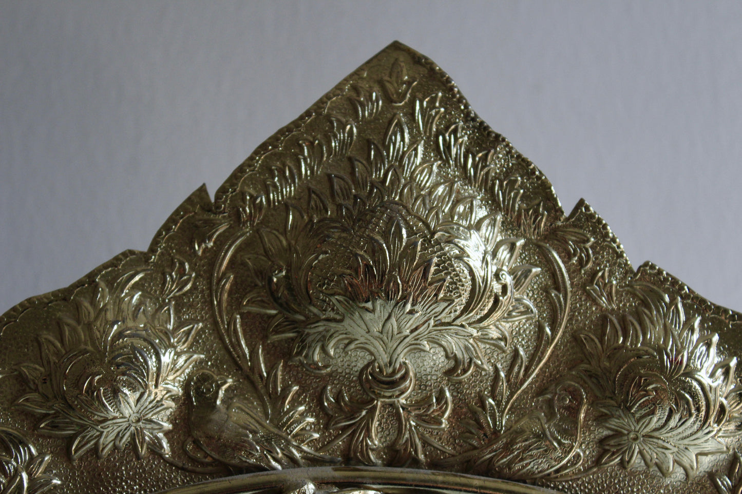 Vintage Persian Engraved Brass Vanity Mirror – 54 × 60cm