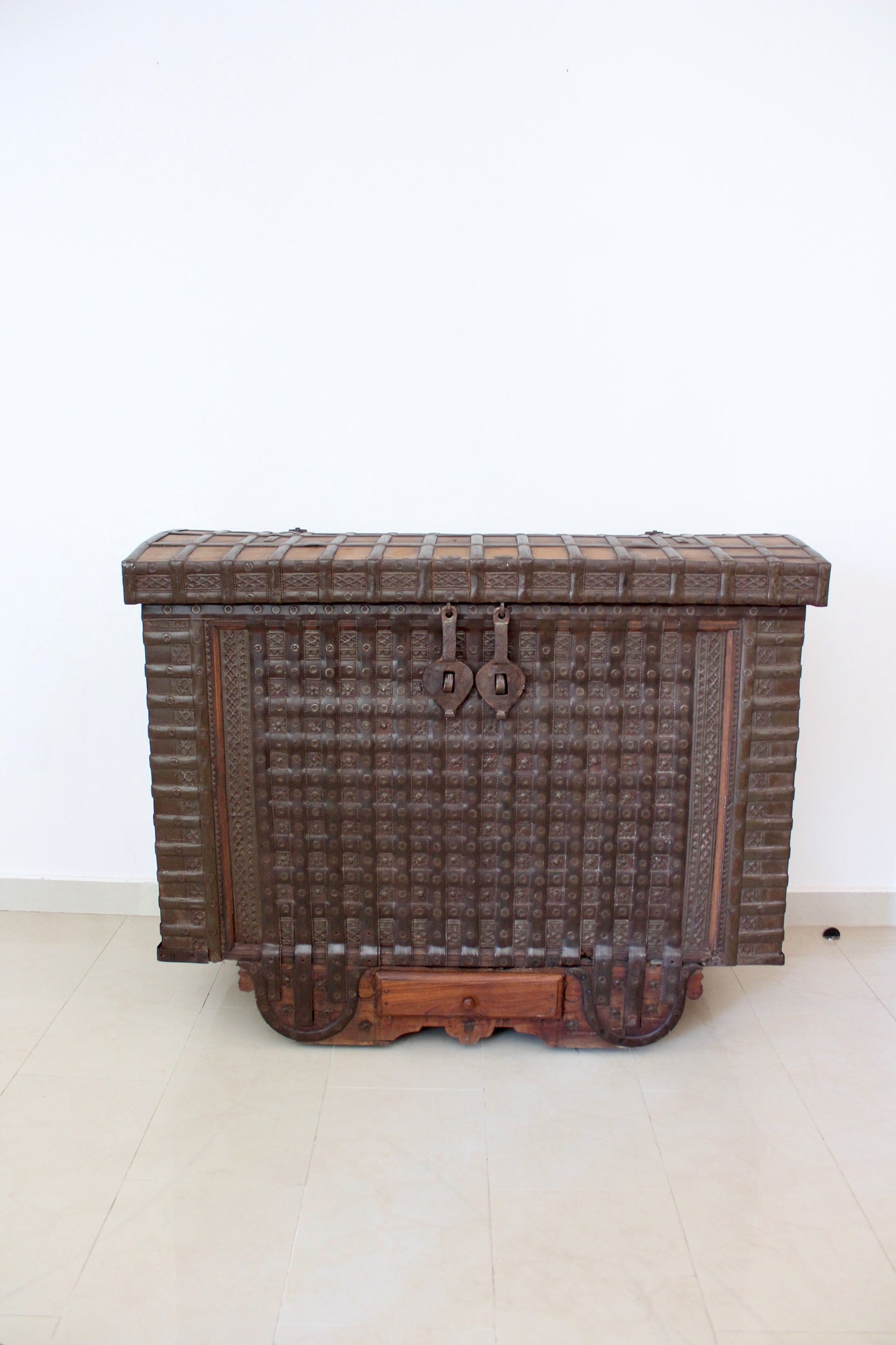 Early 20th Century Indian Iron-Bound Storage Chest