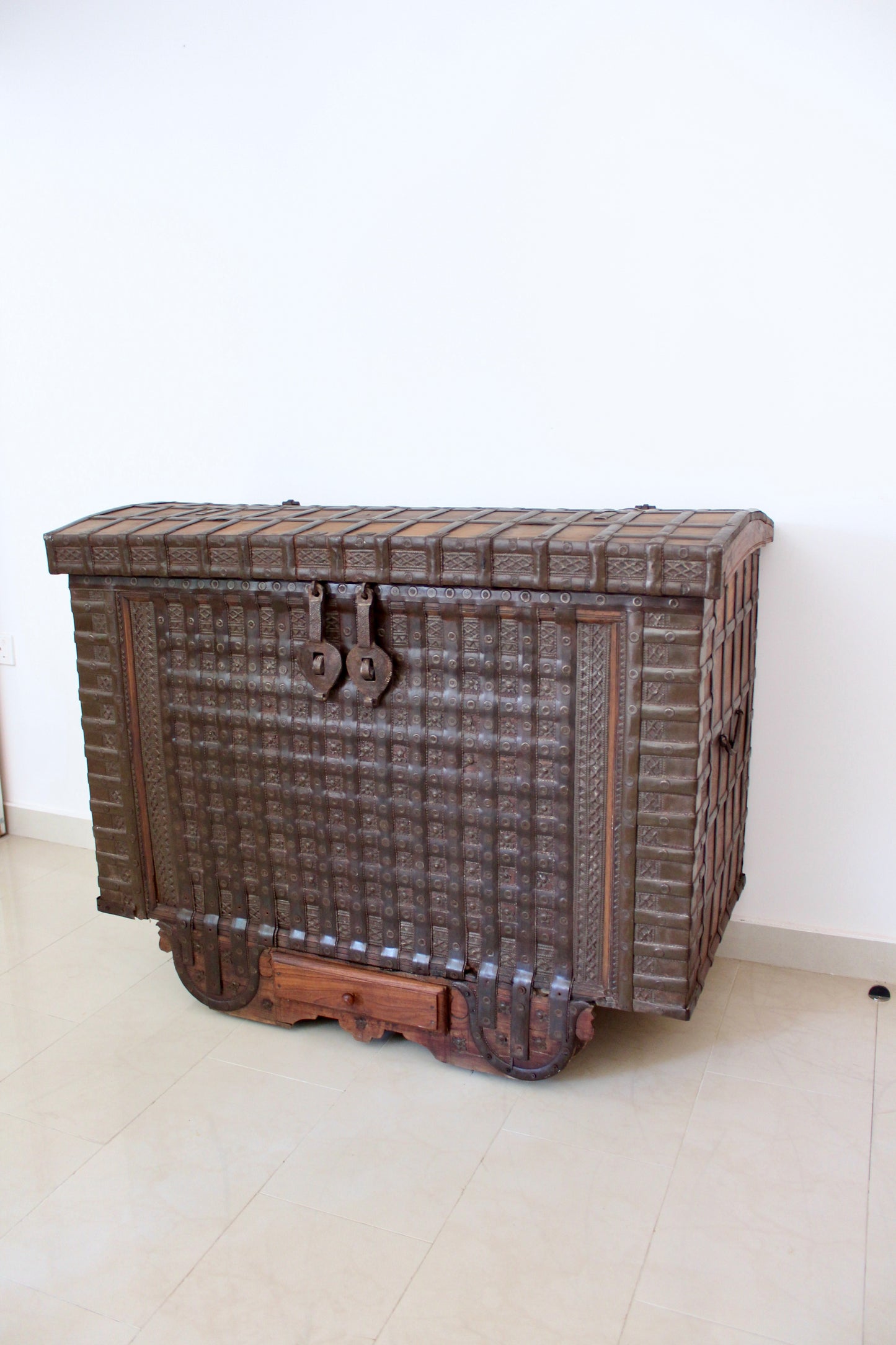Early 20th Century Indian Iron-Bound Storage Chest