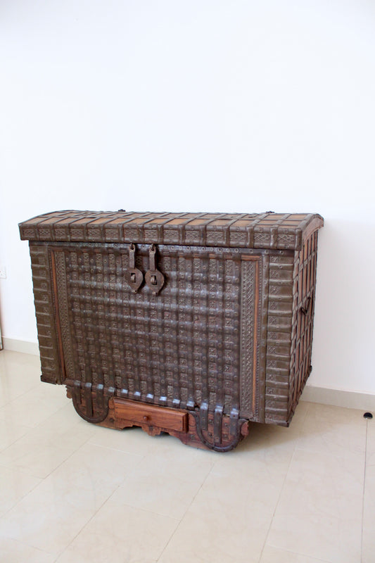 Early 20th Century Indian Iron-Bound Storage Chest