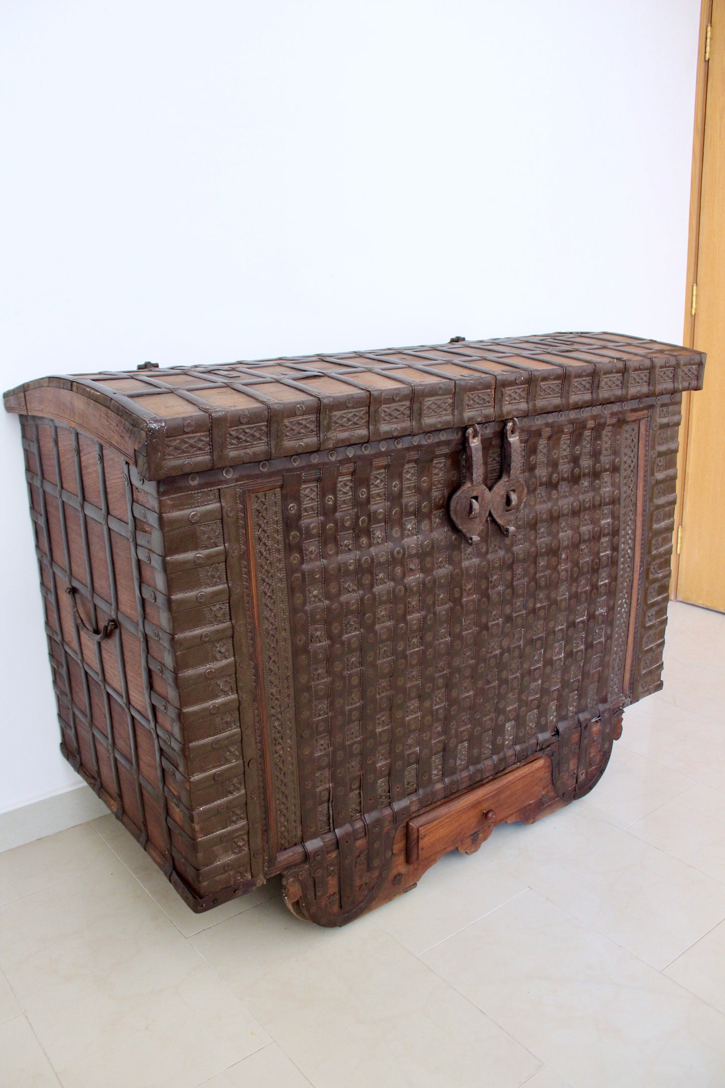 Early 20th Century Indian Iron-Bound Storage Chest