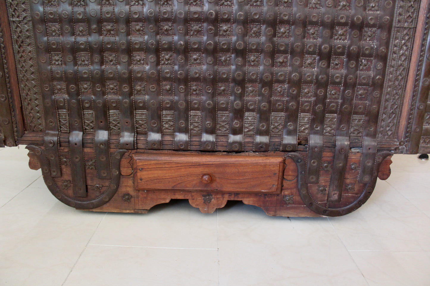 Early 20th Century Indian Iron-Bound Storage Chest