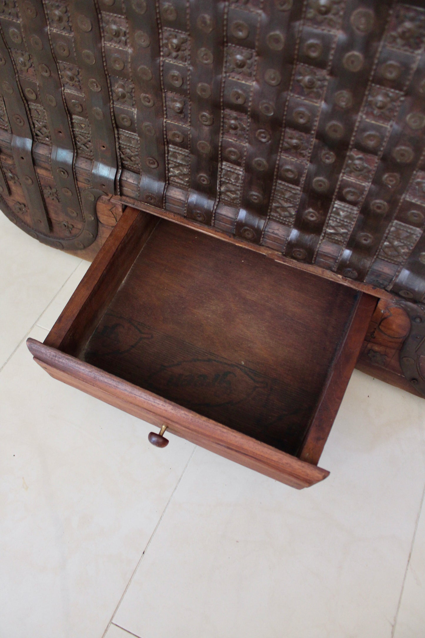 Early 20th Century Indian Iron-Bound Storage Chest