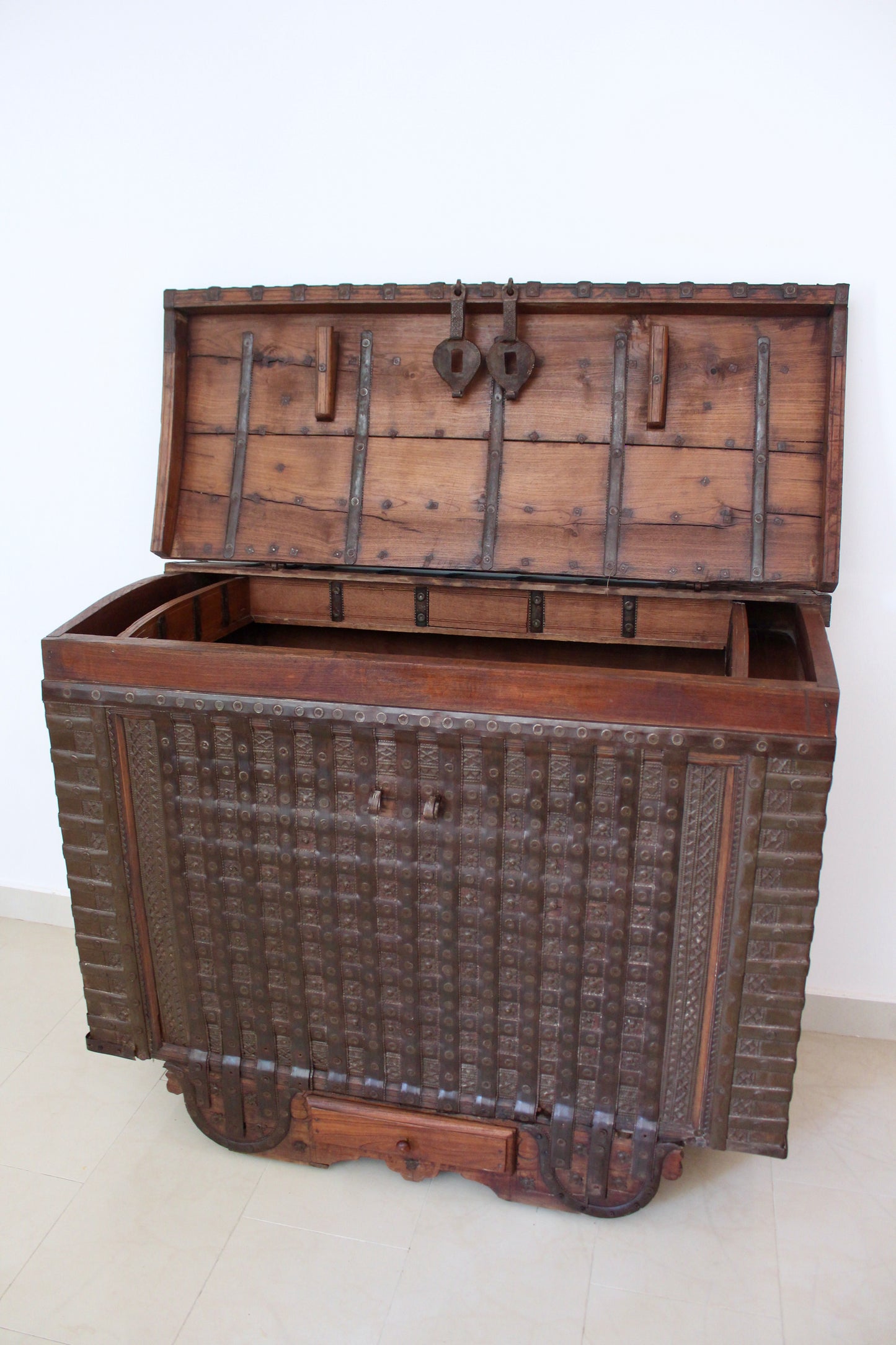 Early 20th Century Indian Iron-Bound Storage Chest