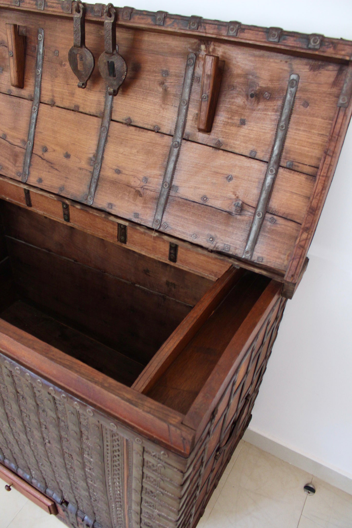 Early 20th Century Indian Iron-Bound Storage Chest
