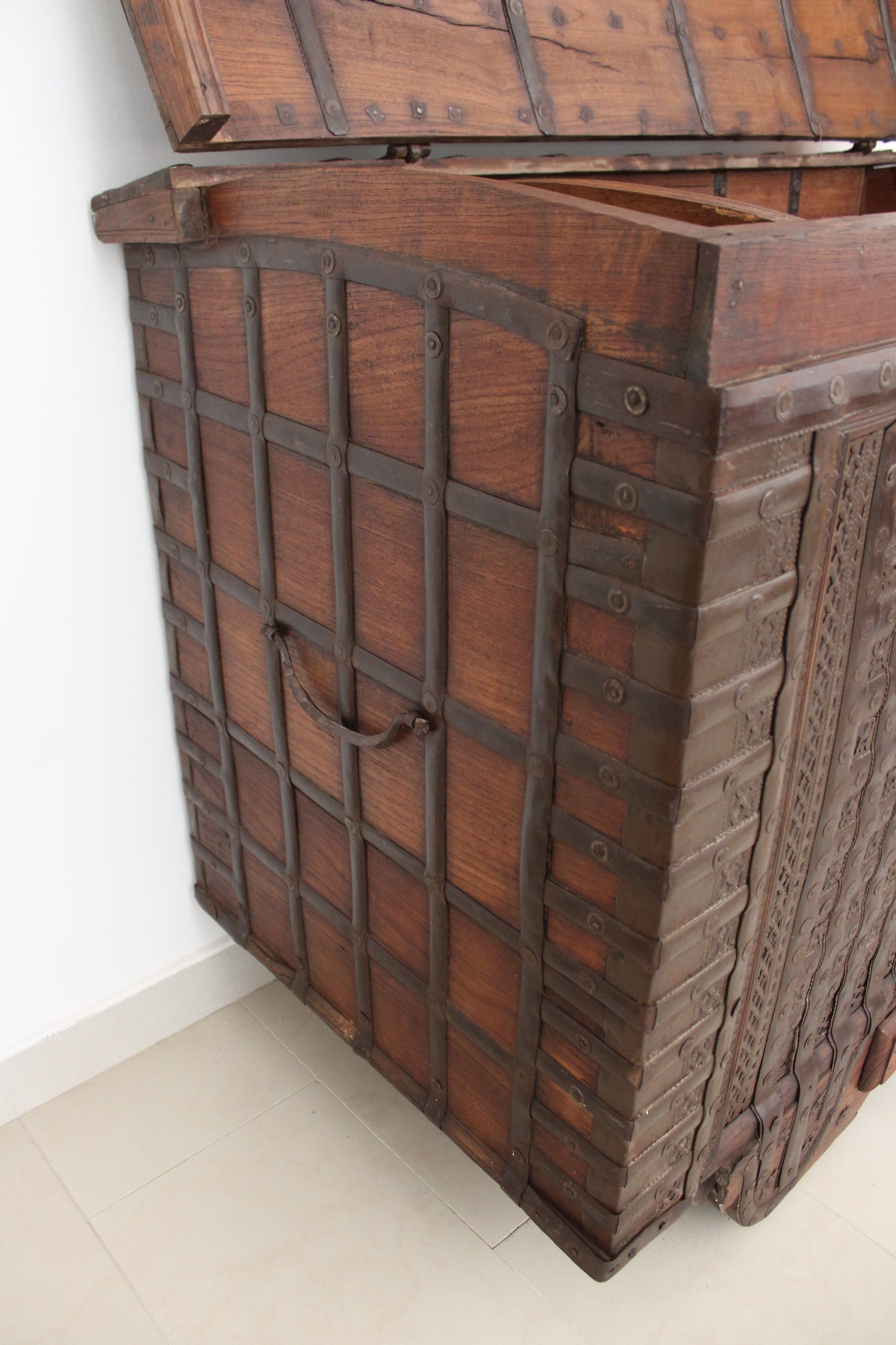 Early 20th Century Indian Iron-Bound Storage Chest