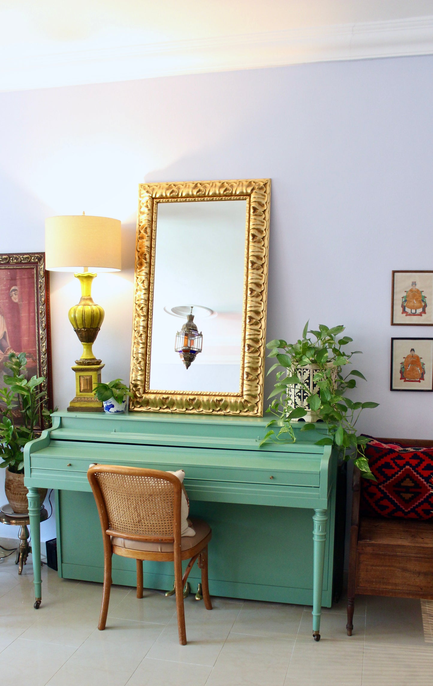 Vintage Gilded Baroque Revival Mirror – 70 × 120.5cm