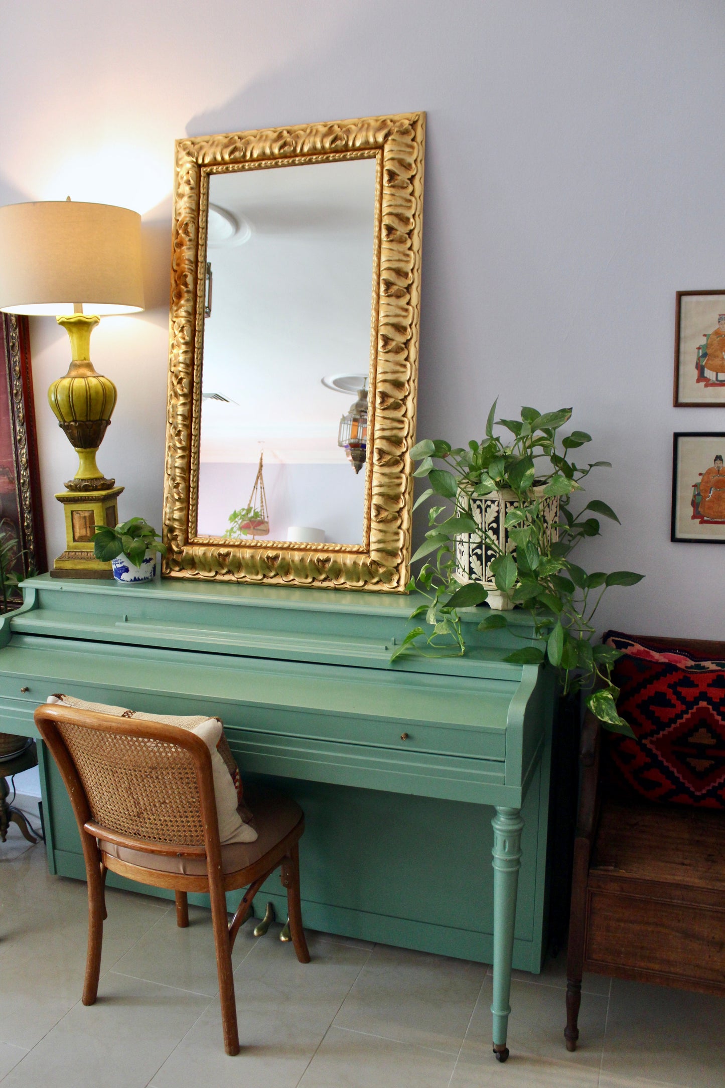 Vintage Gilded Baroque Revival Mirror – 70 × 120.5cm