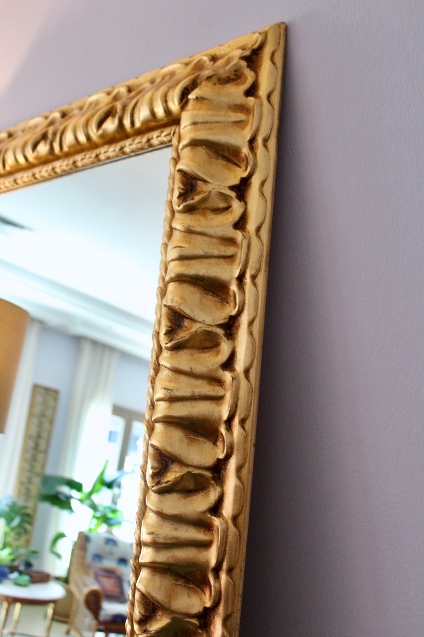 Vintage Gilded Baroque Revival Mirror – 70 × 120.5cm