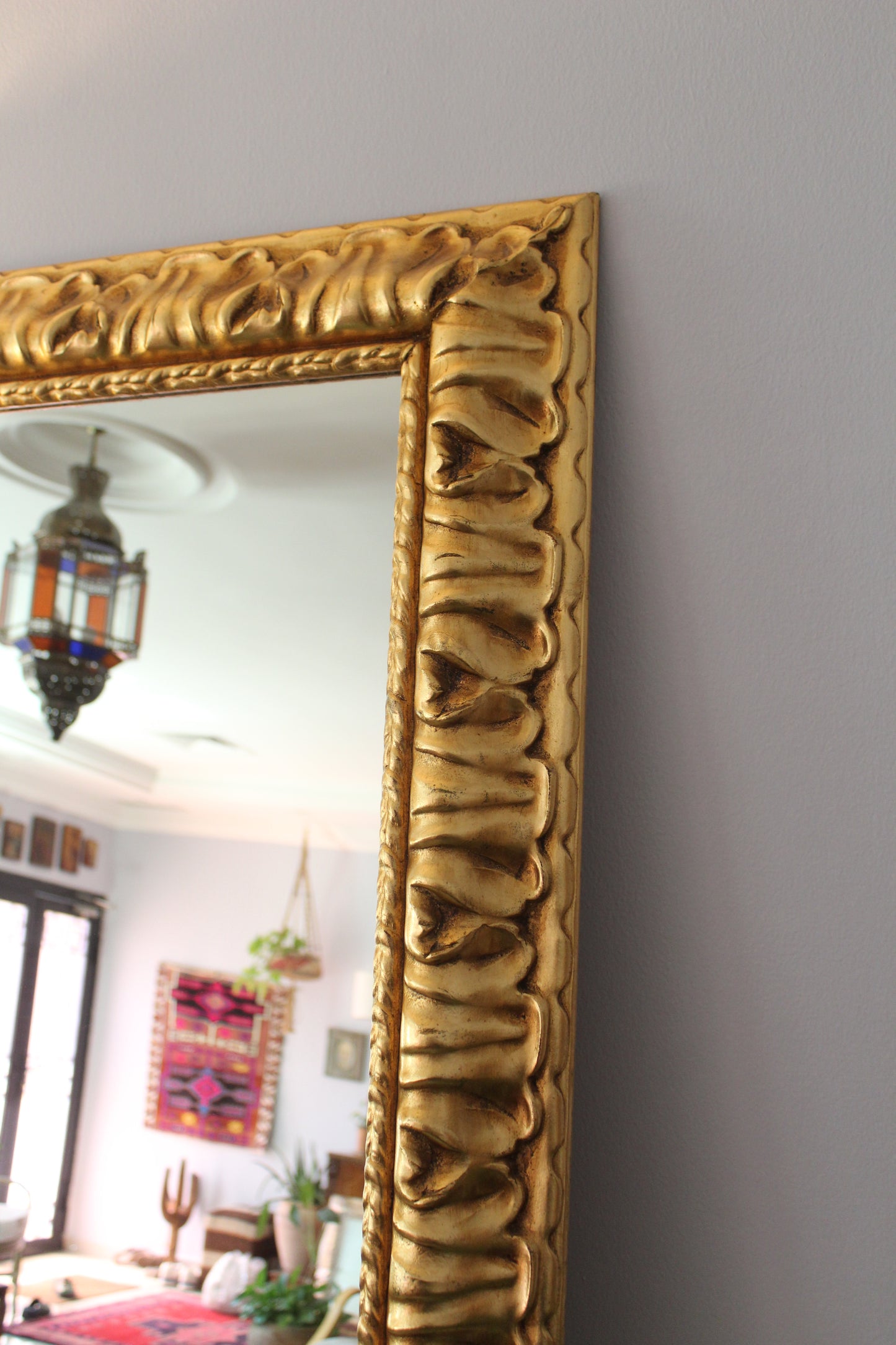 Vintage Gilded Baroque Revival Mirror – 70 × 120.5cm