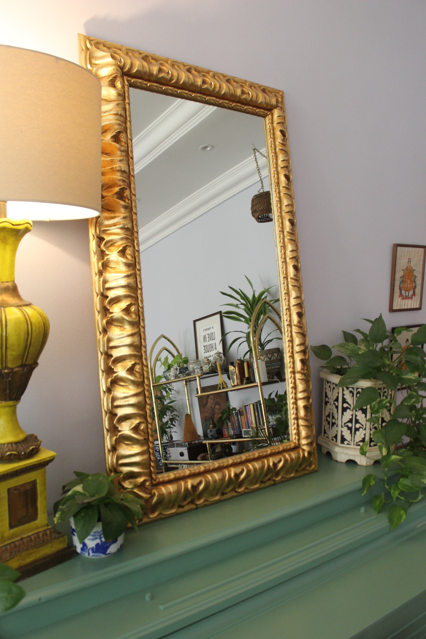 Vintage Gilded Baroque Revival Mirror – 70 × 120.5cm