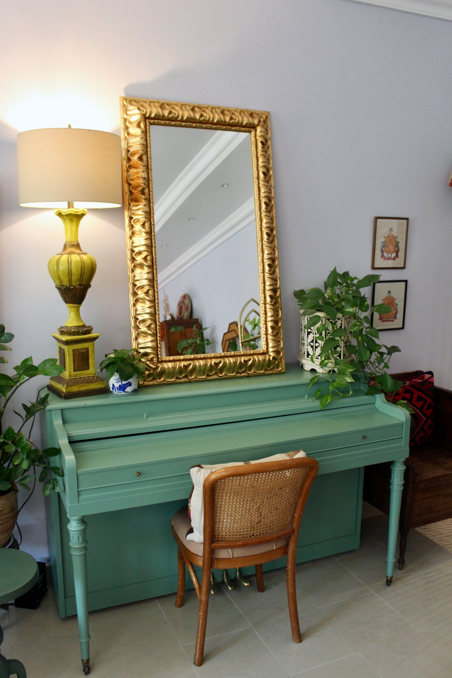 Vintage Gilded Baroque Revival Mirror – 70 × 120.5cm