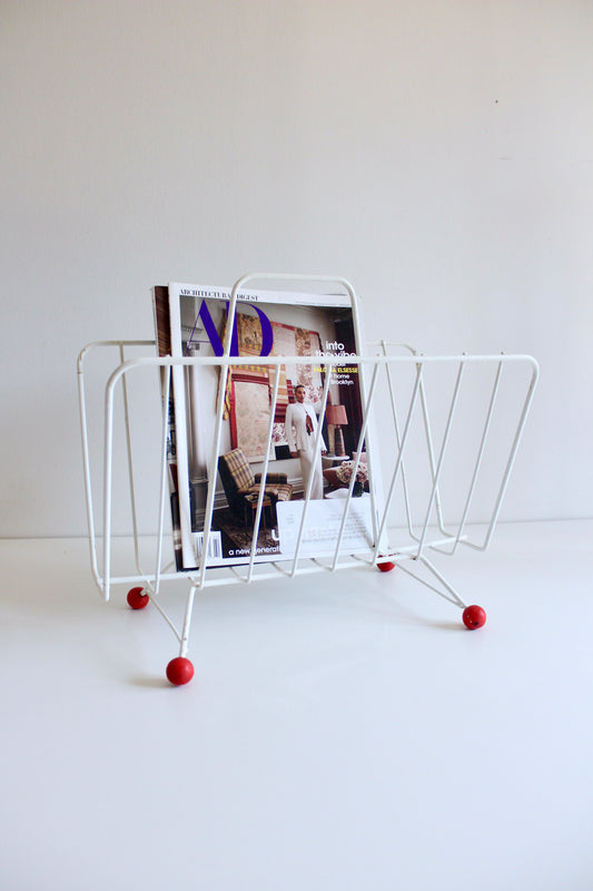 Vintage 1950s–60s Atomic Wire Magazine & Record Rack