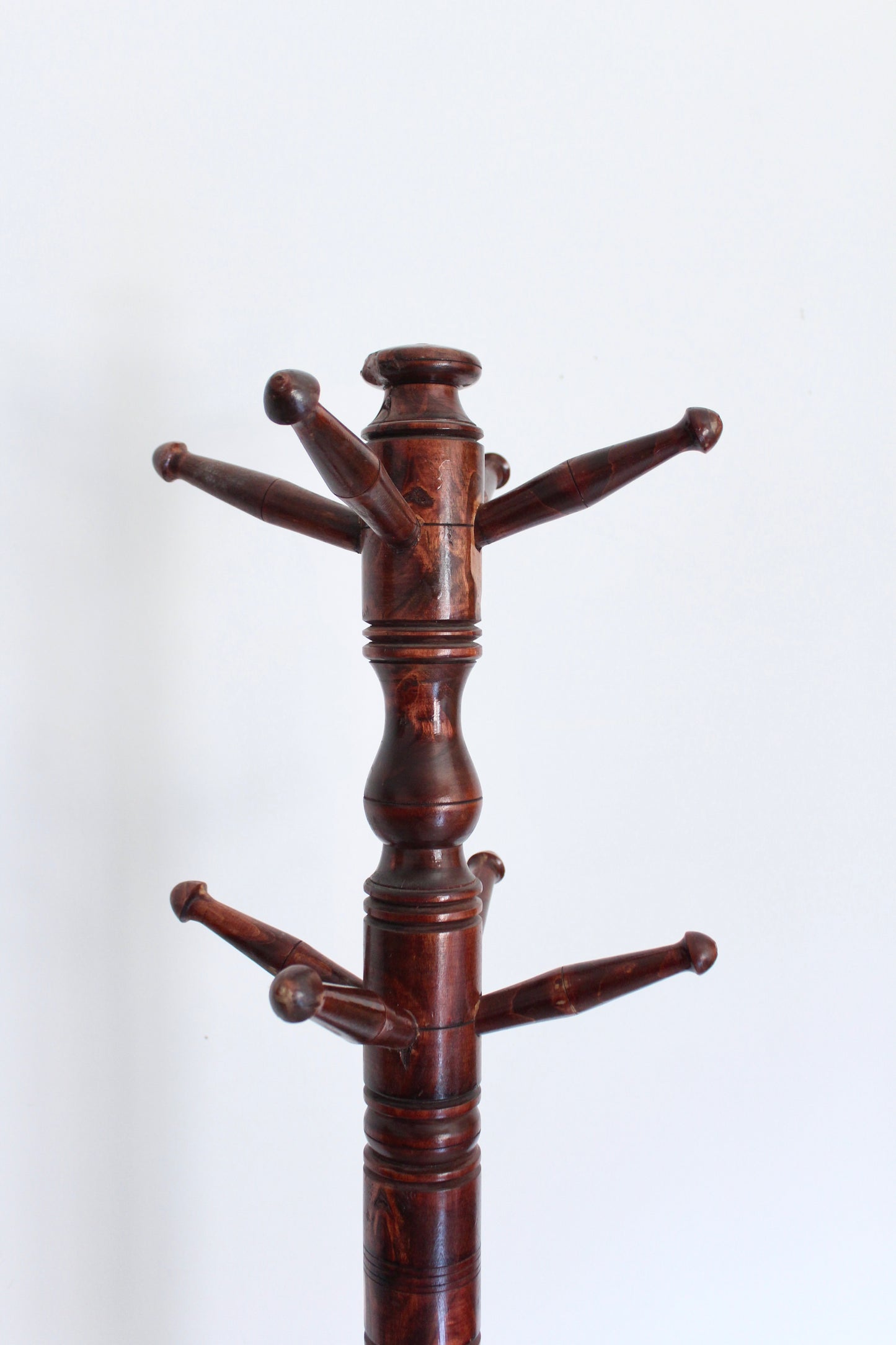 Early 20th Century Indian Turned Wood Hall Tree / Coat Stand