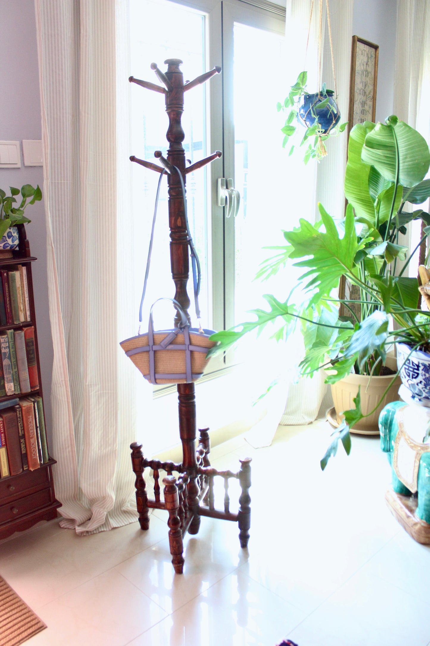 Early 20th Century Indian Turned Wood Hall Tree / Coat Stand