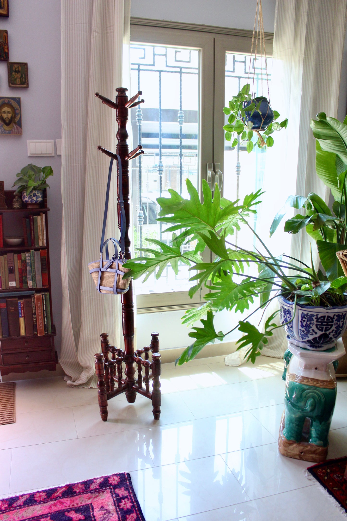 Early 20th Century Indian Turned Wood Hall Tree / Coat Stand