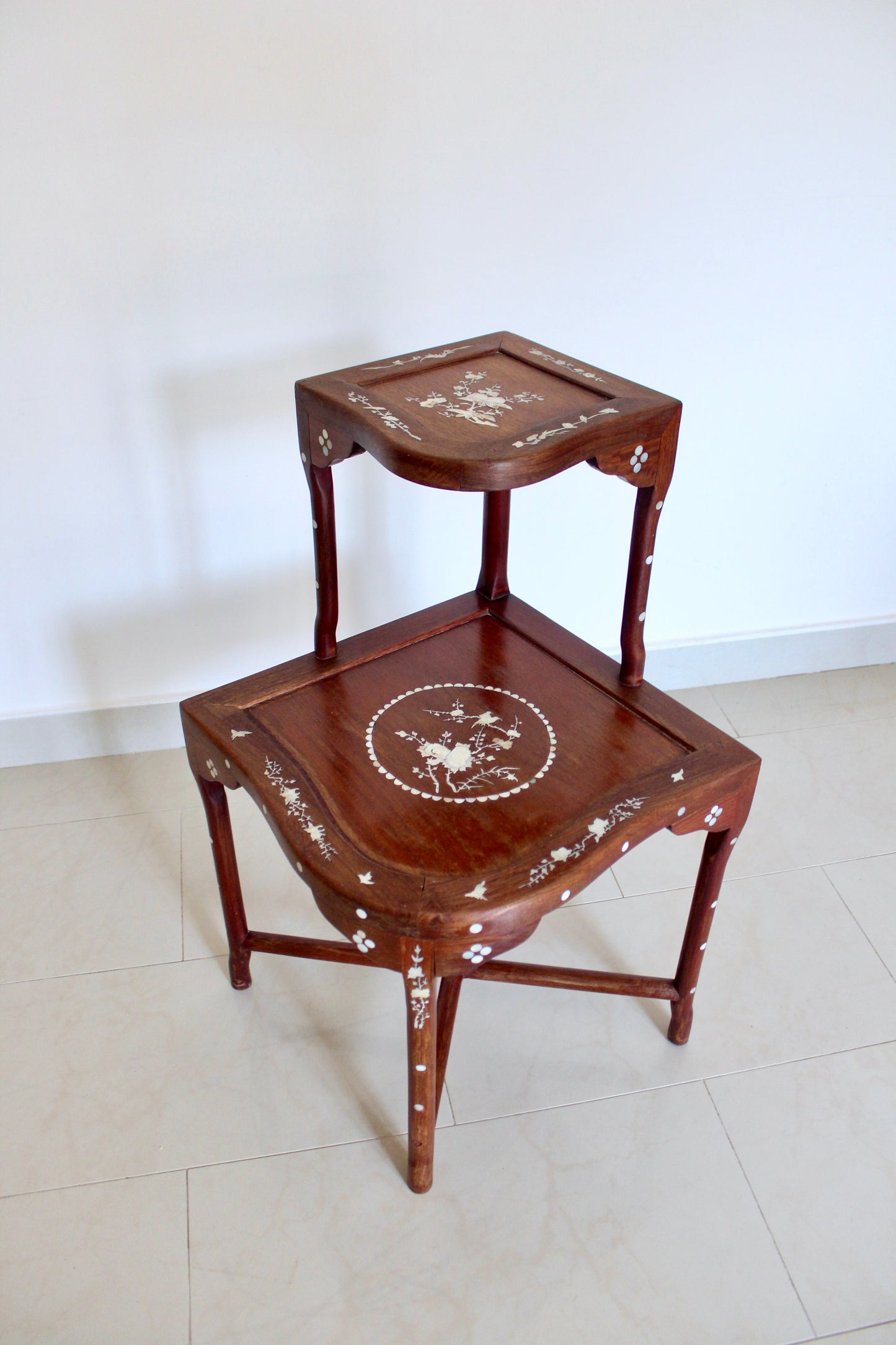 Vintage Chinese-Style Mother-of-Pearl Inlaid Display Stand