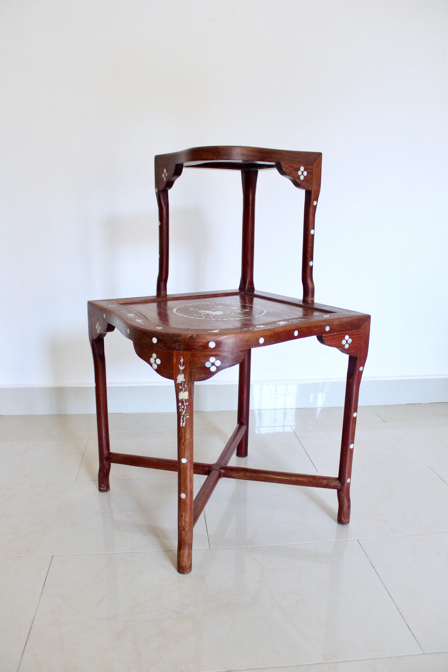 Vintage Chinese-Style Mother-of-Pearl Inlaid Display Stand