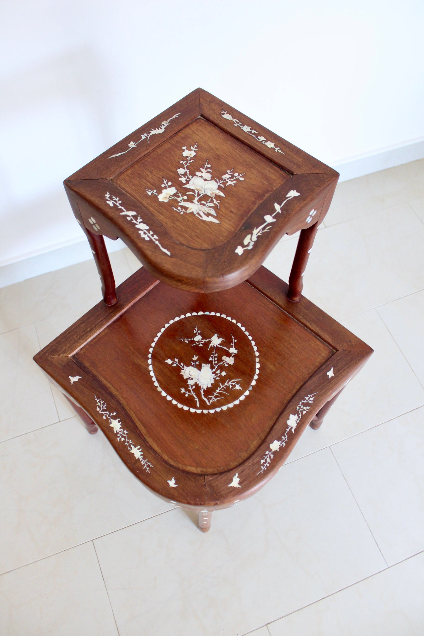 Vintage Chinese-Style Mother-of-Pearl Inlaid Display Stand