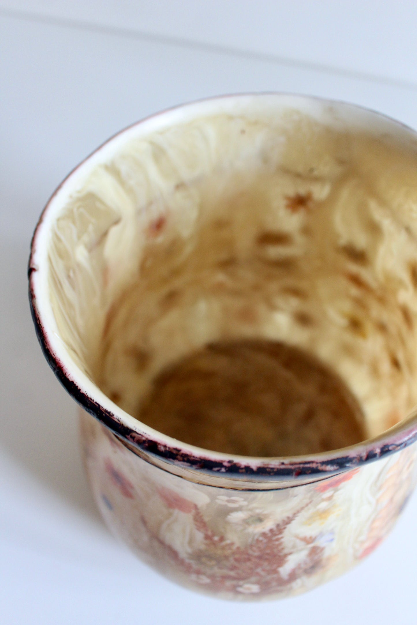 Vintage Pressed Flower Acrylic Vase/Waste Basket – c. 1970s