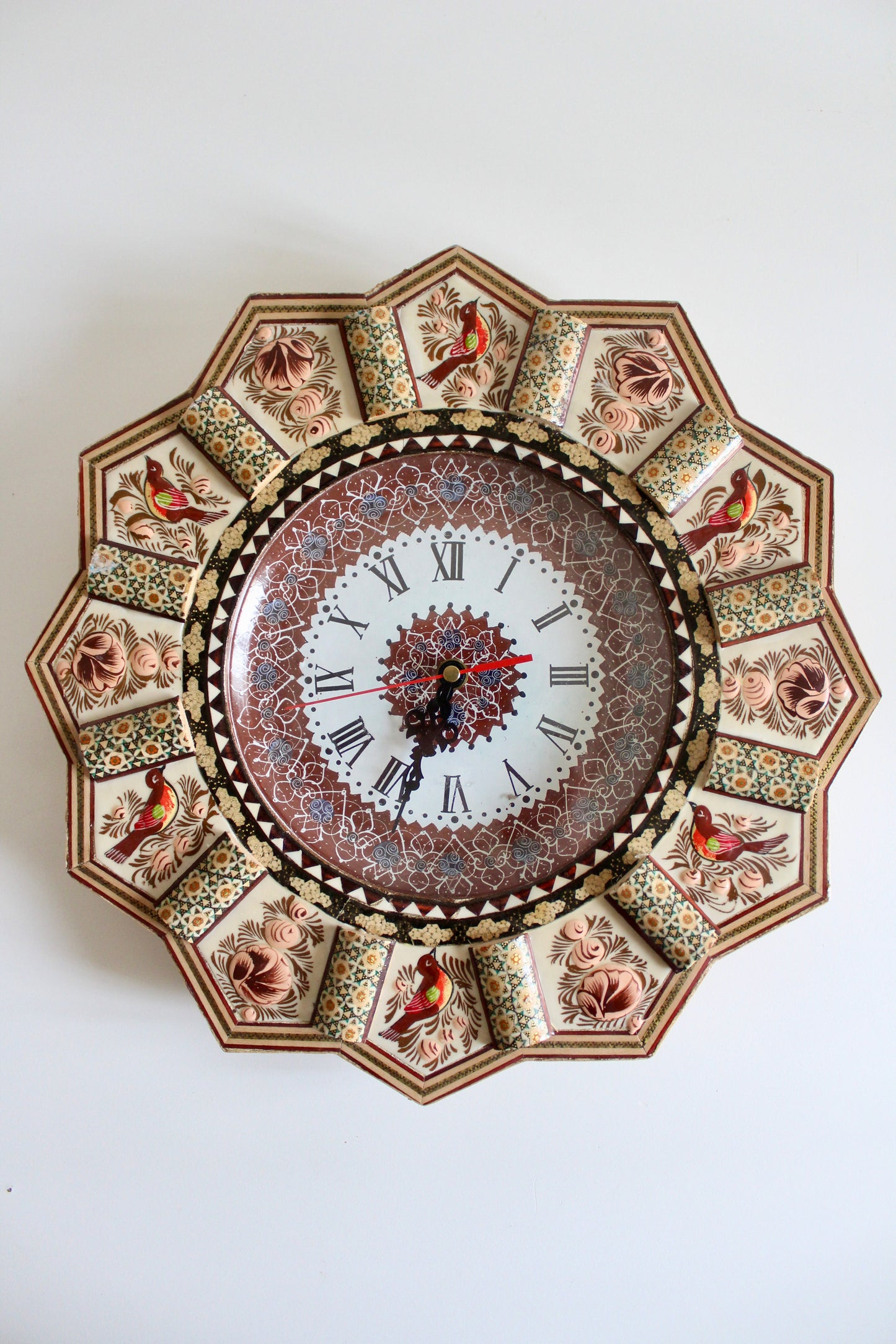 Vintage Persian Khatam Kari Wall Clock – c. 1980s