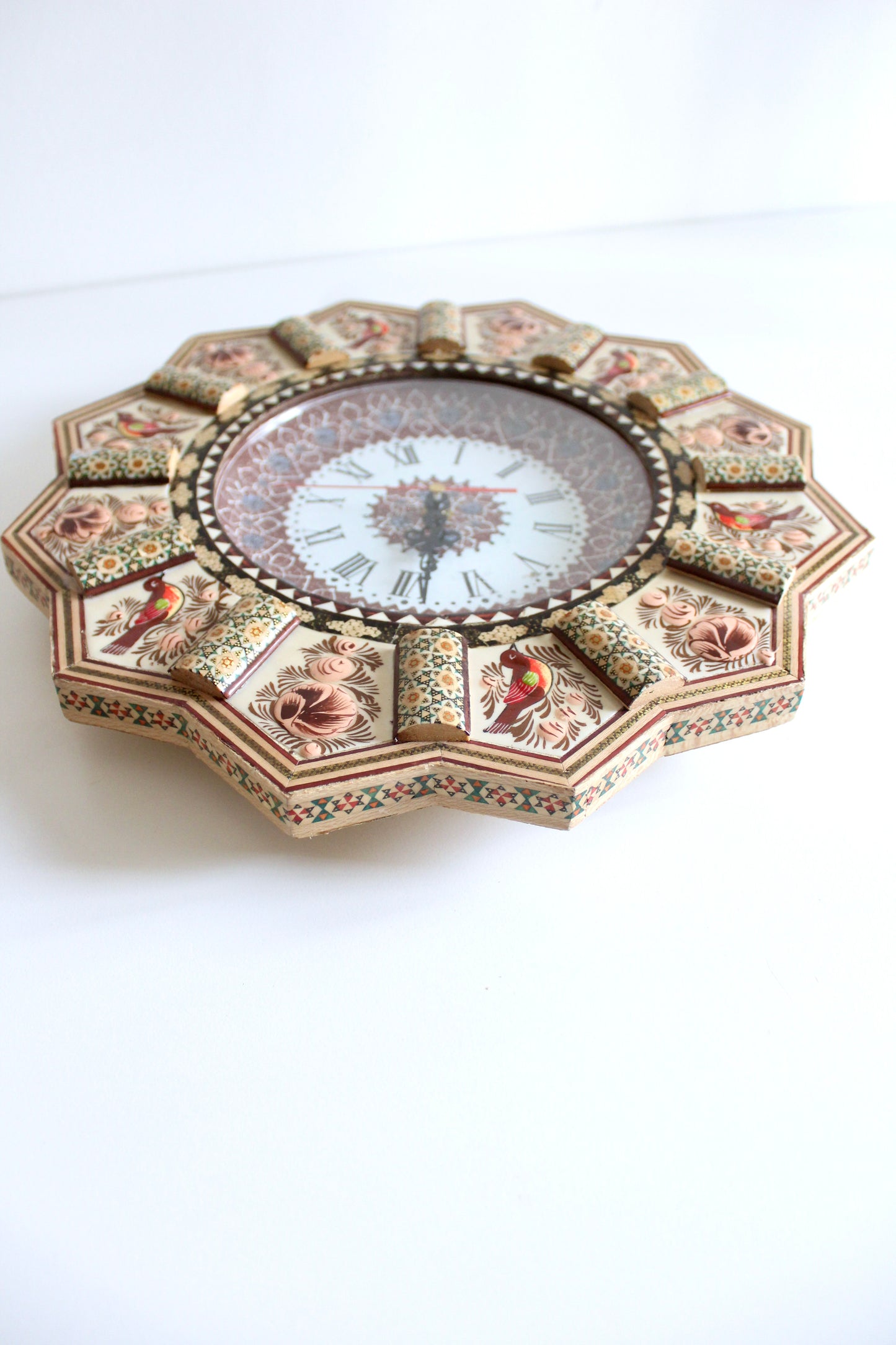 Vintage Persian Khatam Kari Wall Clock – c. 1980s
