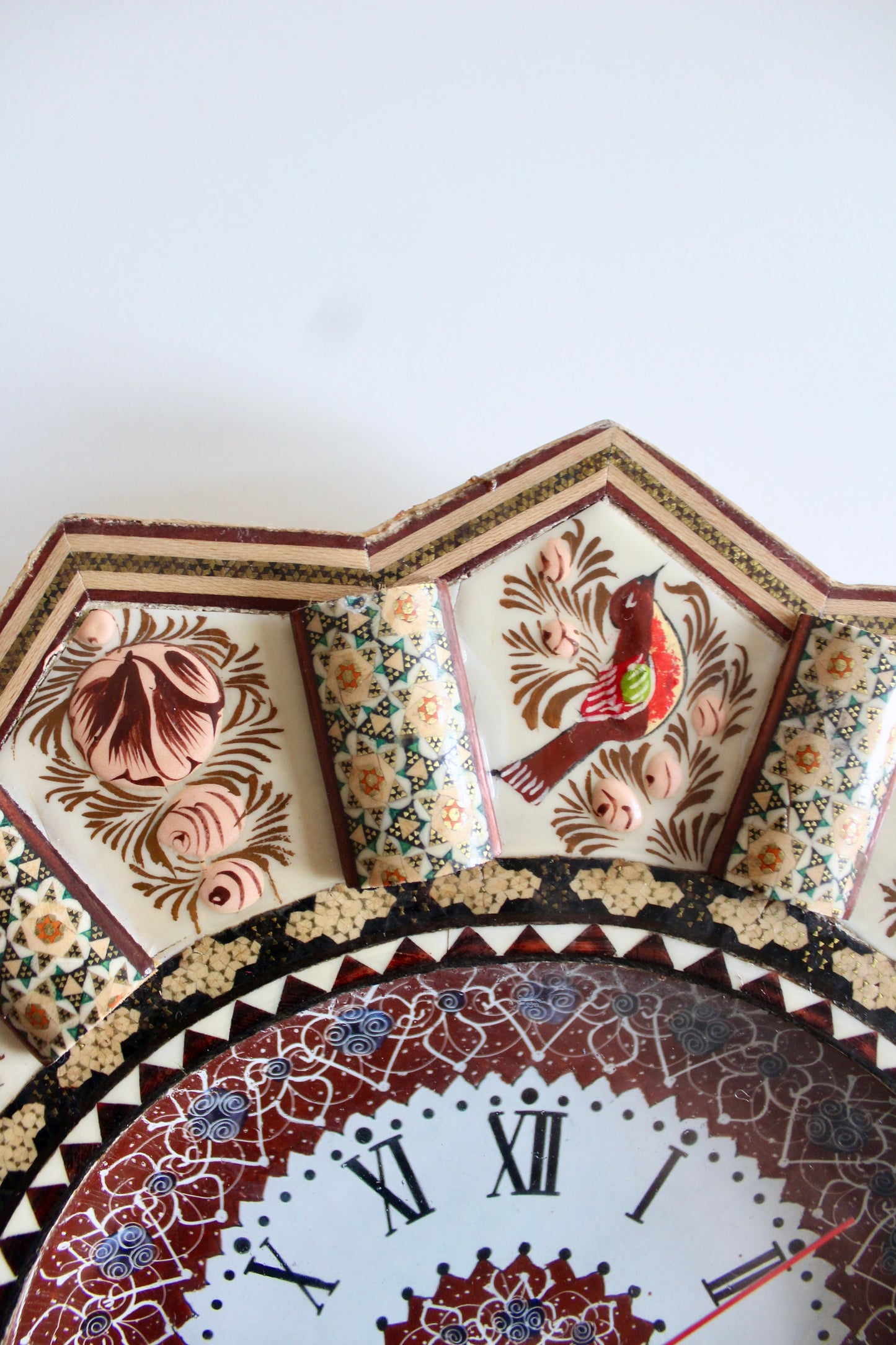 Vintage Persian Khatam Kari Wall Clock – c. 1980s
