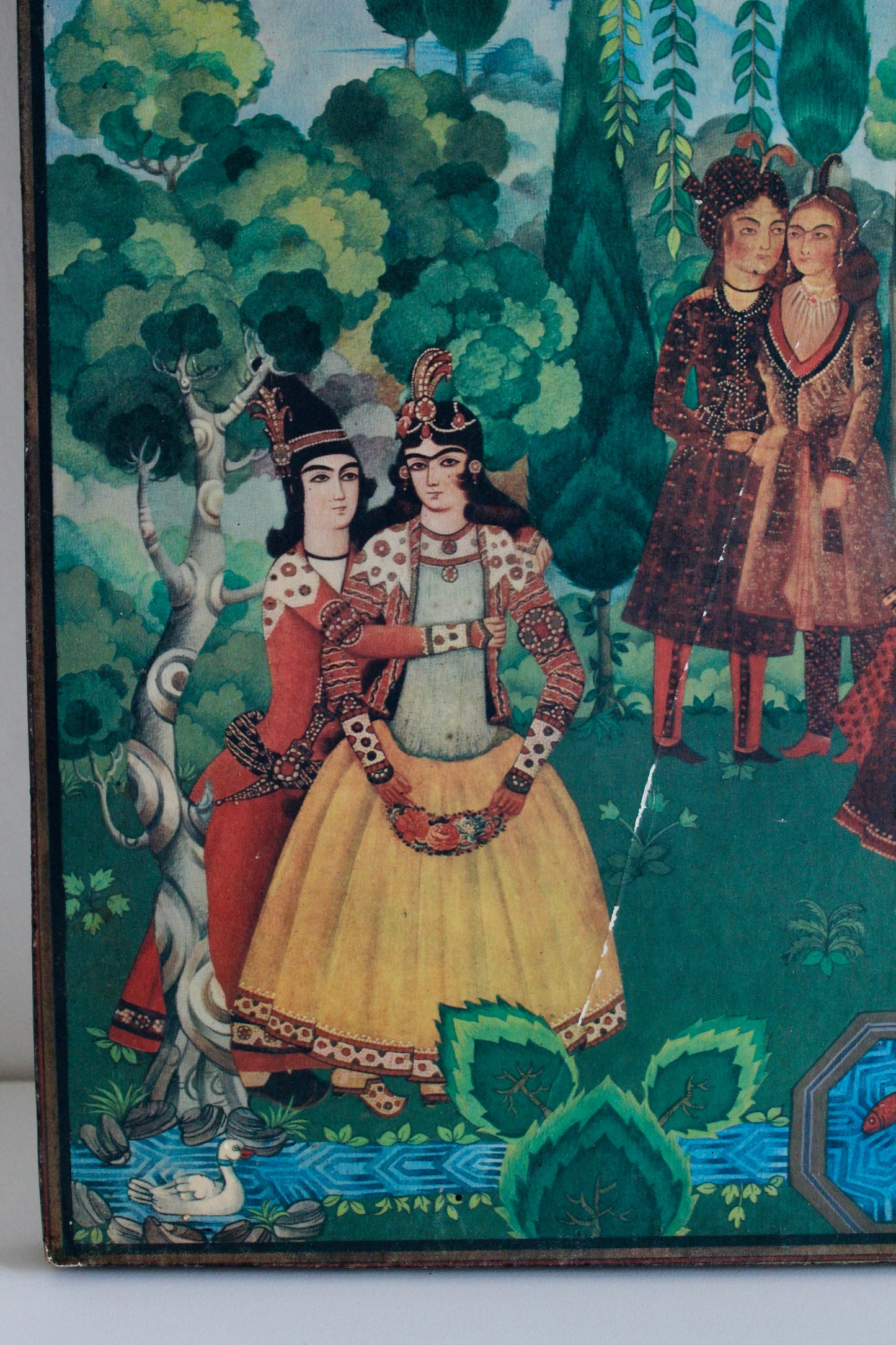 Vintage Persian Qajar-Style Garden Scene Print