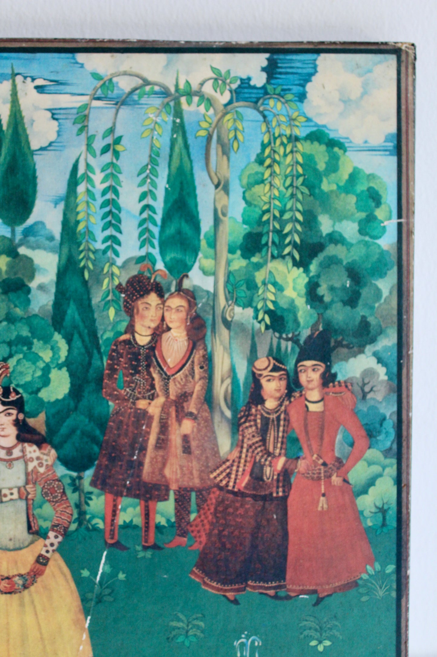 Vintage Persian Qajar-Style Garden Scene Print