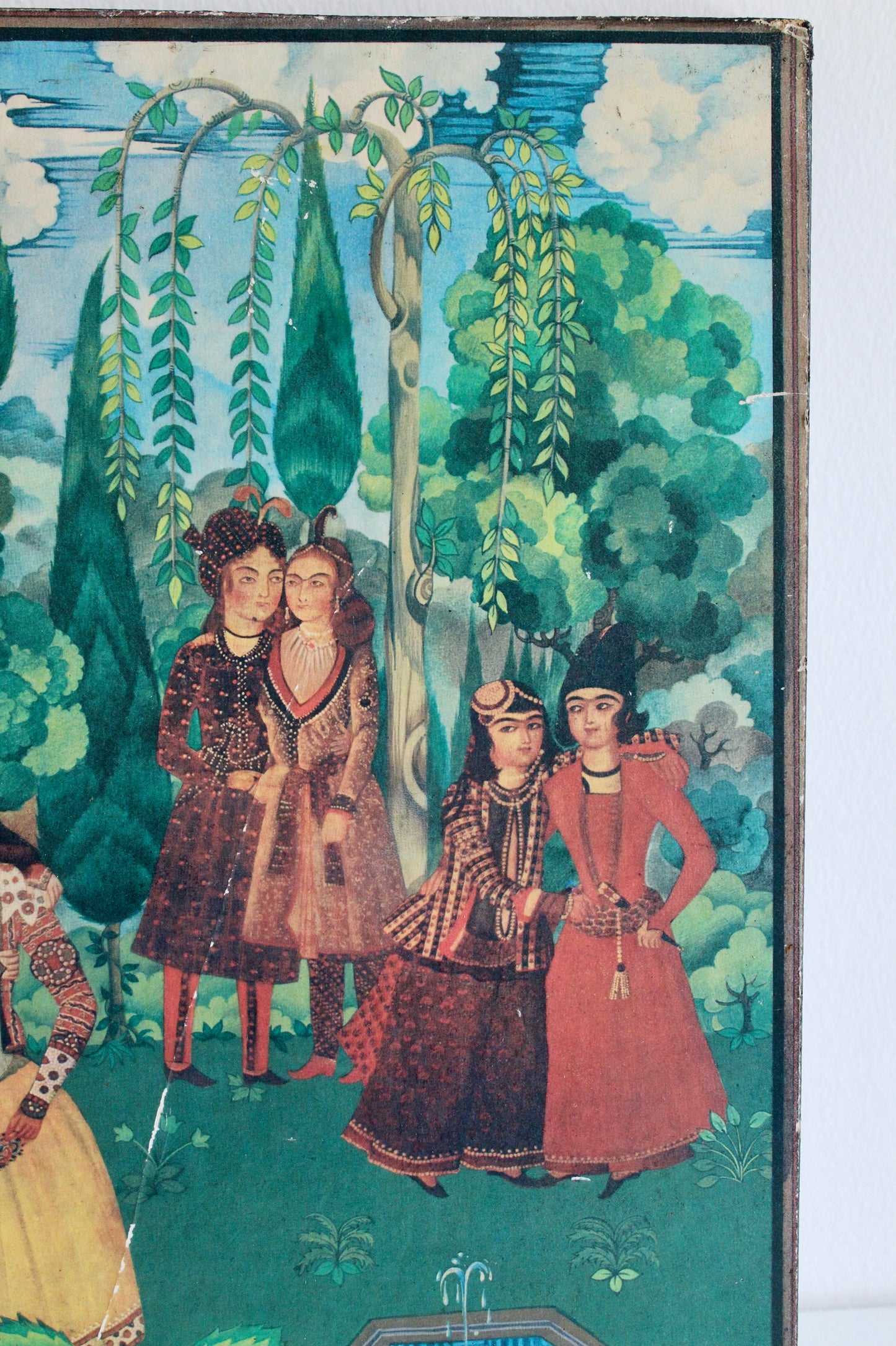Vintage Persian Qajar-Style Garden Scene Print