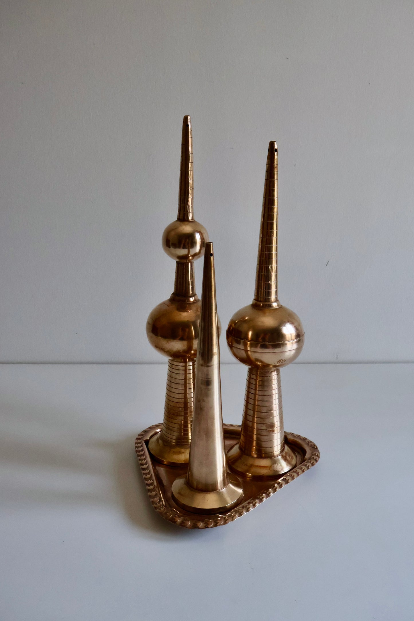 Vintage Solid Brass Kuwait Towers Sculpture Set | c. 1980s–1990s