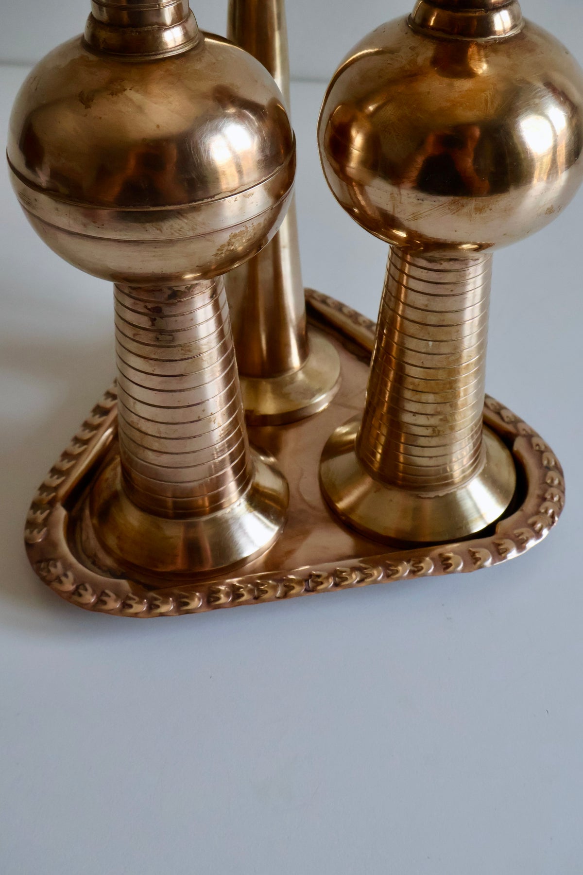 Vintage Solid Brass Kuwait Towers Sculpture Set | c. 1980s–1990s