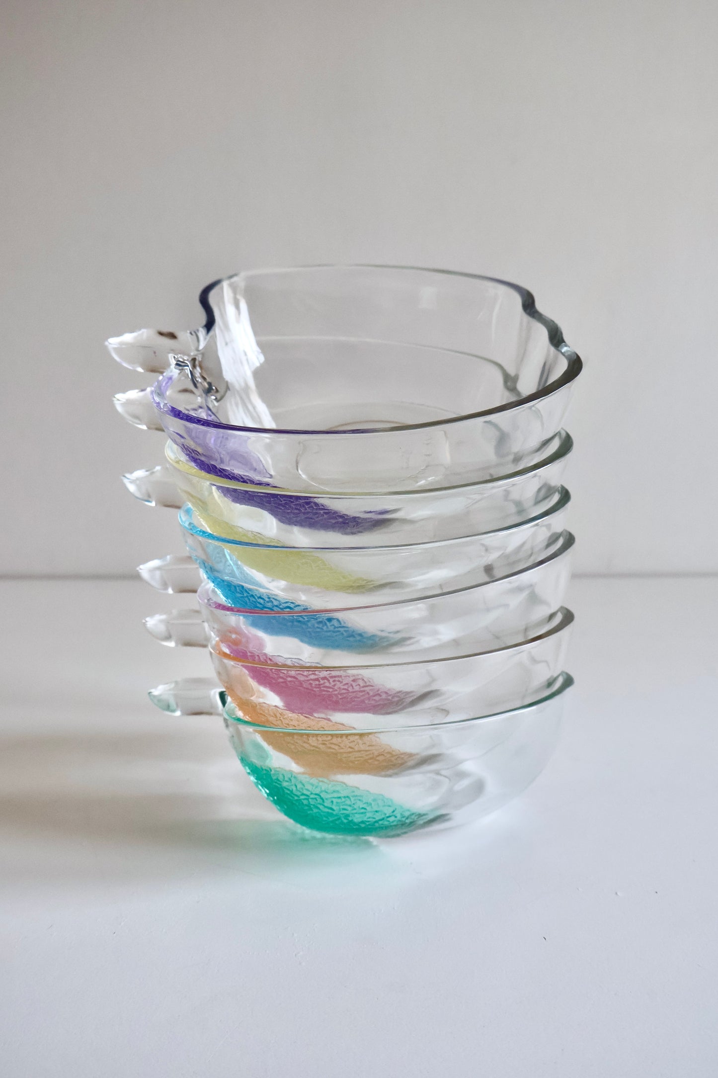Vintage Indonesian Apple-Shaped Glass Dessert Bowls – Set of 6